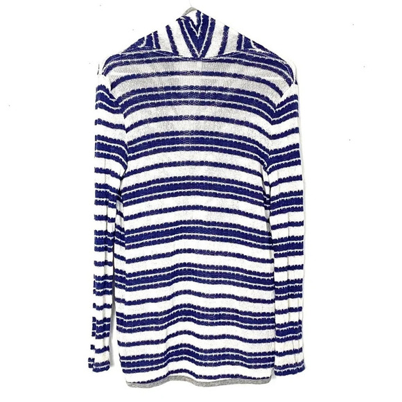 Splendid Cardigan Sweater Womens Size Medium Striped Knit Blue White Stripes - Picture 2 of 9